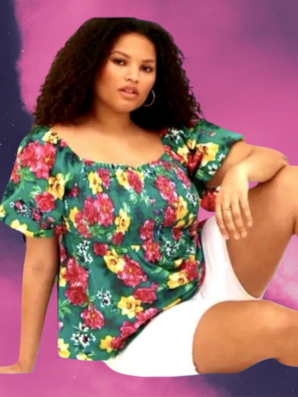 Torrid Women’s plus-size Green Floral-print Puff-sleeve Smocked Blouse/Top❤️❤️3X